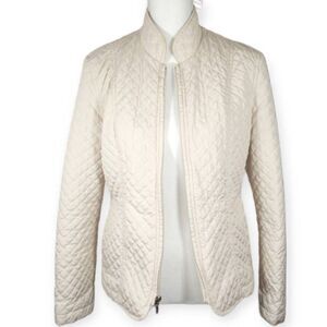 PLATINUM BEIGE QUILTED JACKET SZ.S GUC.  GORGEOUS JACKET IN GOOD USED CONDITION.